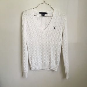 Ralph Lauren Sport Cable Knit V neck Sweater